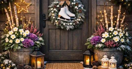 Výzdoba vchodu v zimě Náhled