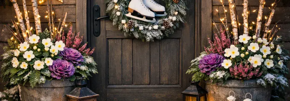 Výzdoba vchodu v zimě