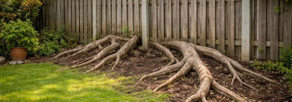 Prorůstající kořeny ze sousedního stromu dokážou zničit zahradu