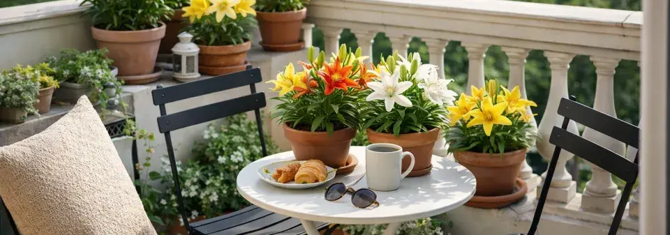 Nízké lilie na balkoně