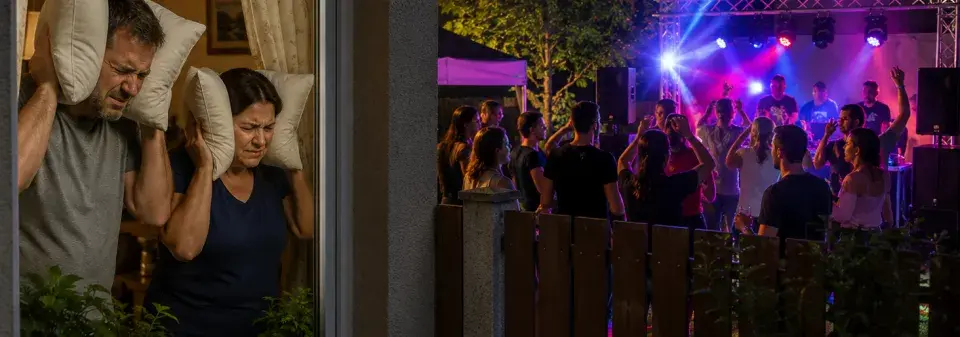 Technopárty na zahradě a rušení nočního klidu