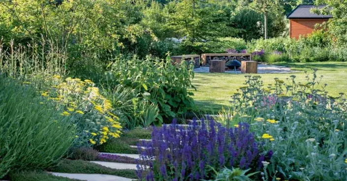 Cesta mezi trvalkami a ohniště