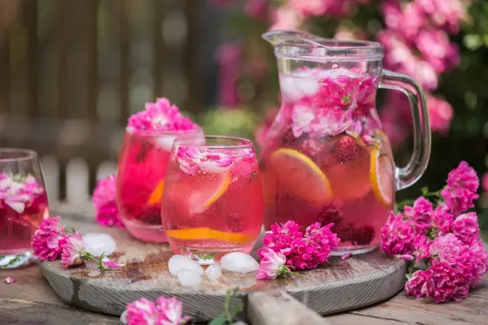Limonáda z okvětních plátků růží Limonáda z okvětních plátků růží