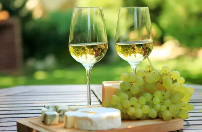 Sklenice s vínem a sýr Sklenice s vínem a sýr