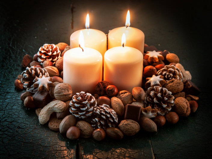 Adventní věnec bez jehličí