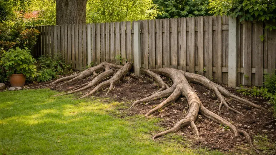 Prorůstající kořeny ze sousedního stromu dokážou zničit zahradu