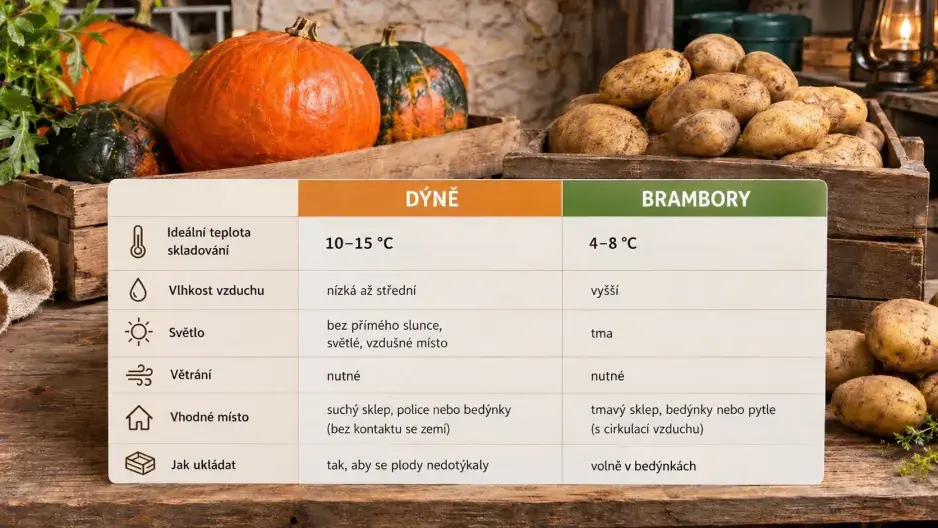 skladování dýní a brambor
