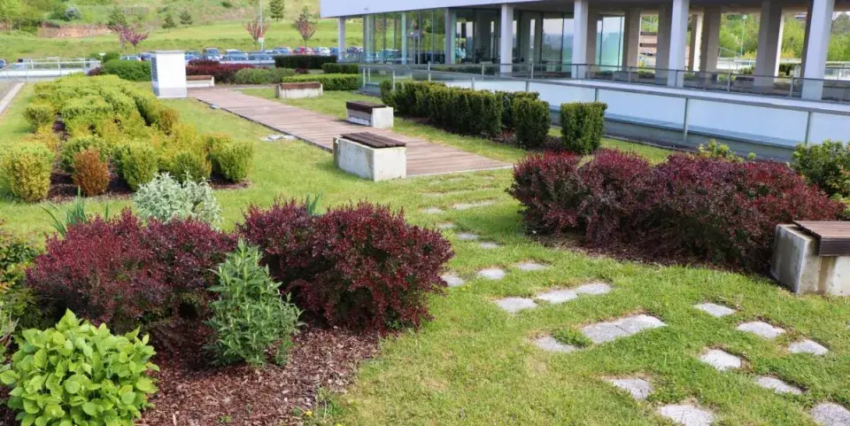 Střecha Onkologického pavilonu Fakultní nemocnice Plzeň