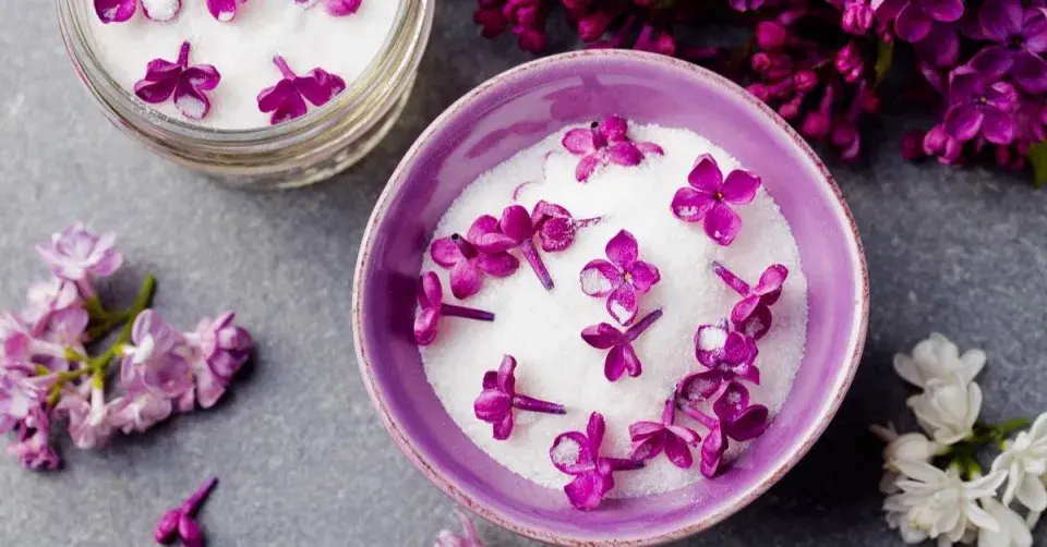 Květy šeříku naložené v cukru