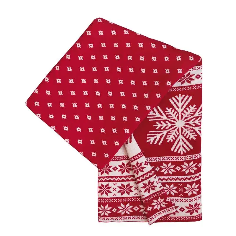 pletený pléd DESIGN vločky červenobílá