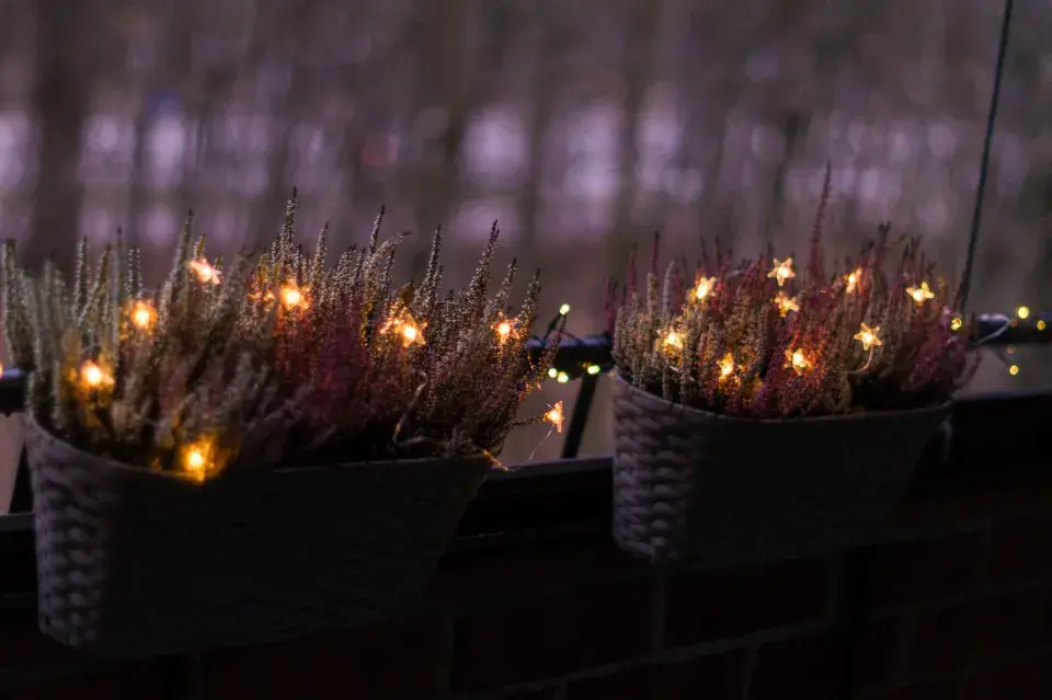 Vánočně ozdobené truhlíky