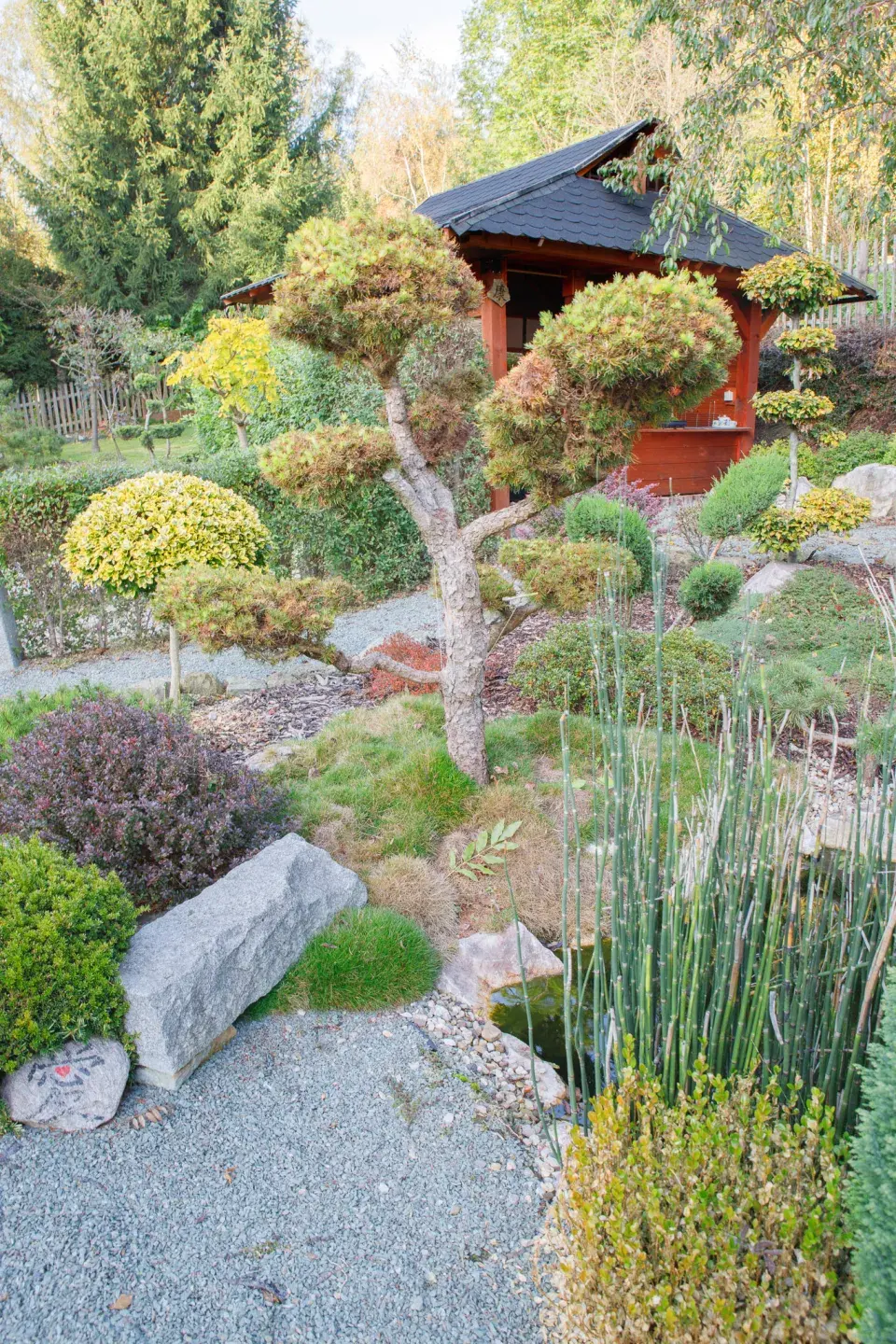 Pohled z nejstarší části zahrady na altán