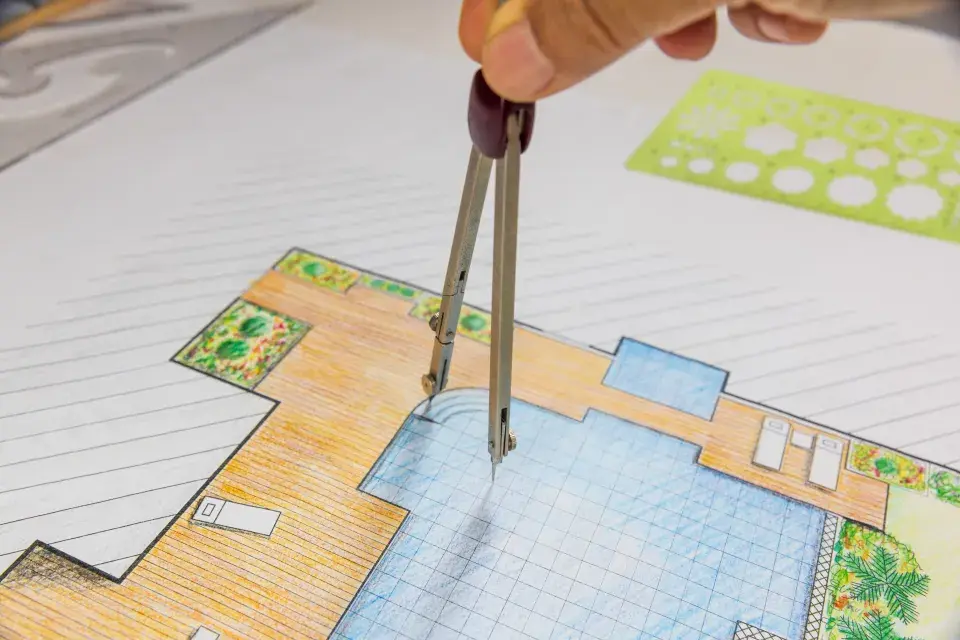 Ručně kreslený návrh zahrady