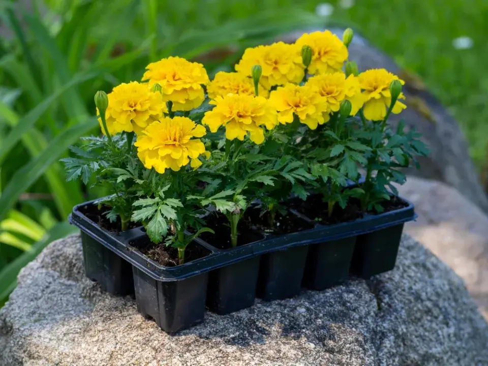 Afrikán neboli aksamitník rozkladitý (Tagetes patula) 