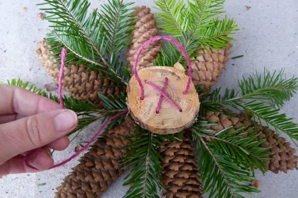 vánoční hvězda z šišek