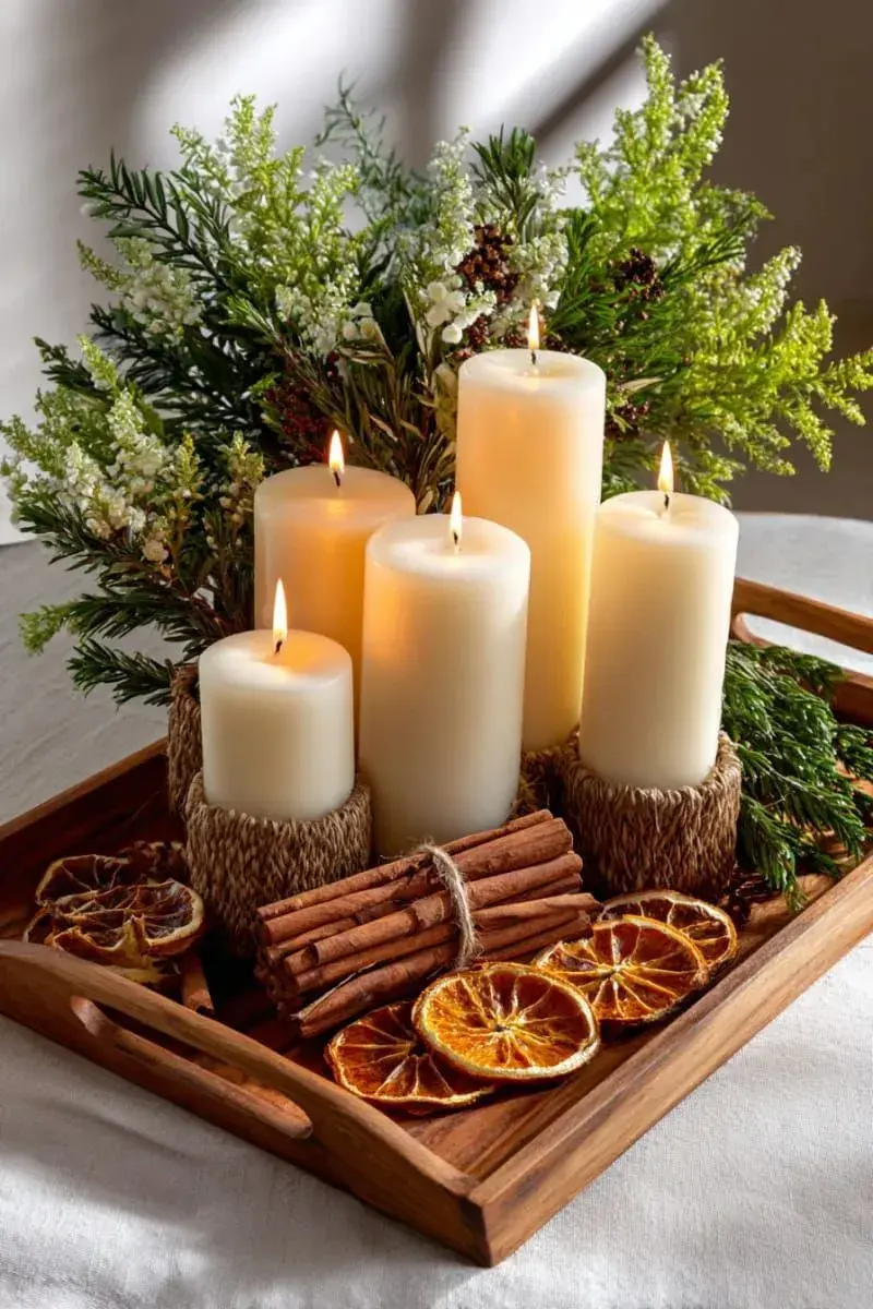 Adventní věnec z podnosu 