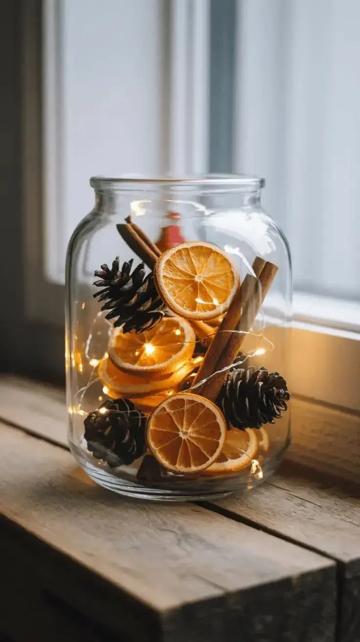 Vánoční lucerna z velké láhve od okurek 