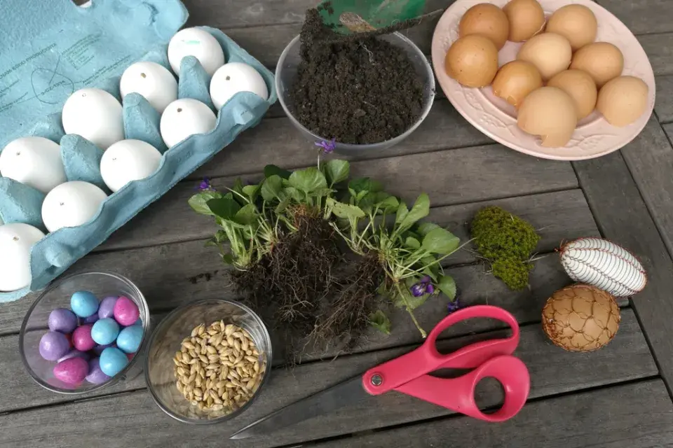 velikonoční dekorace, fialky