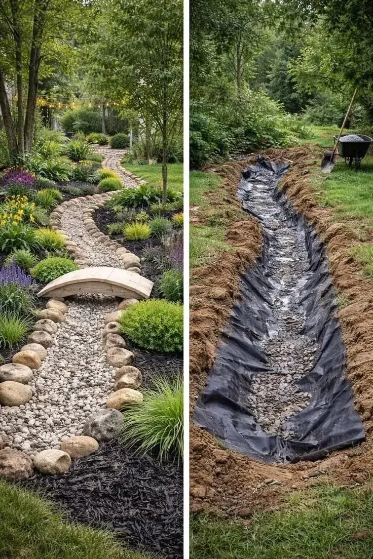 Umělý potůček v zahradě