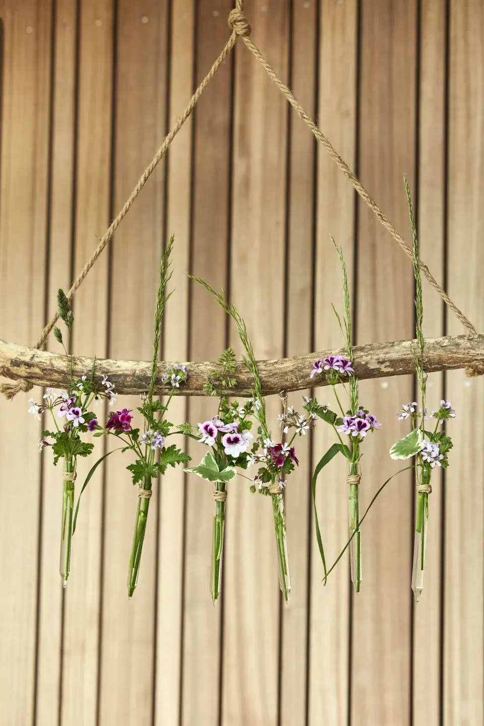 Nejkrásnější nápady na zavěšení muškátů v boho stylu, větve i recyklované dekorace