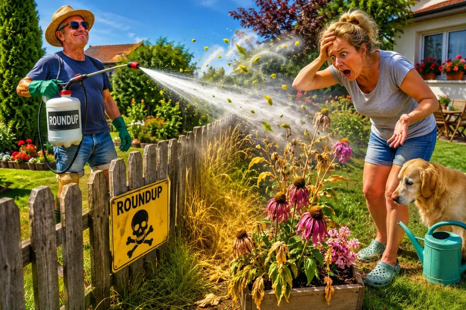 Zničený trávník a záhon po herbicidu, jak poznat poškození a co zdokumentovat