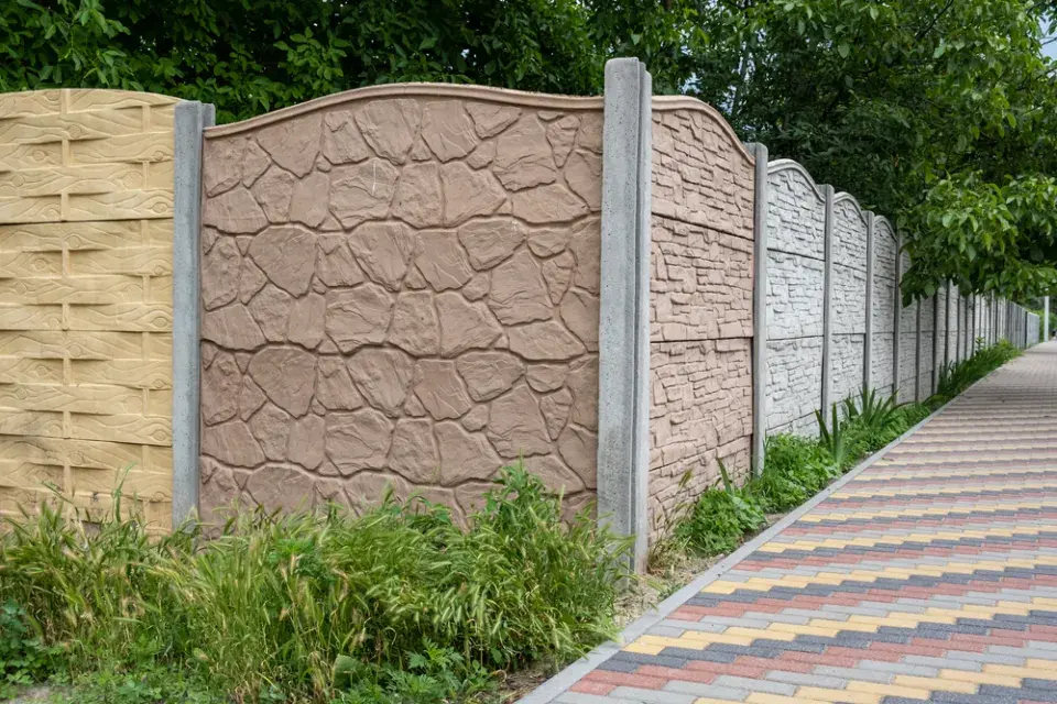 Stavba plotu z reliéfního i běžného betonu