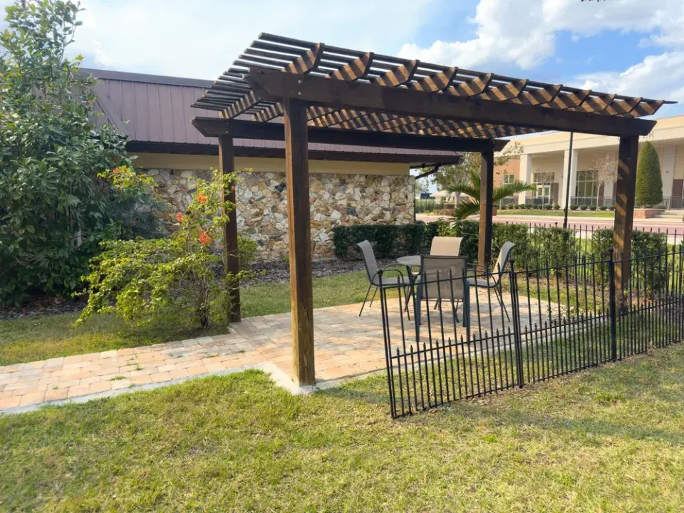 Zastřešená pergola a různé pohledy práva