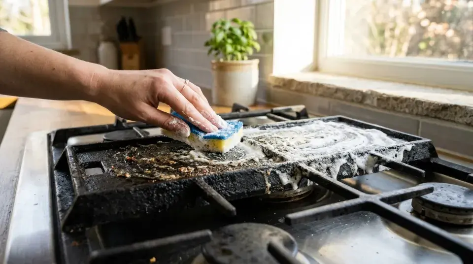 čištění roštu plynového sporáku
