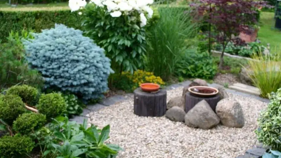 Štěrková plocha s ptáčím pítkem Štěrková plocha s ptáčím pítkem