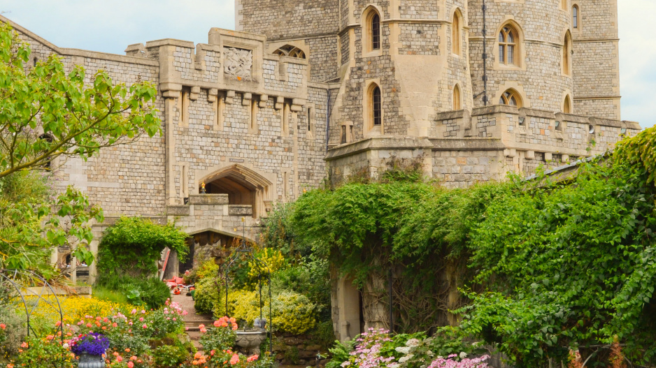 Pohled do zahrady hradu Windsor