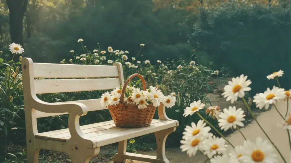 Lavička v zahradě v retro stylu 