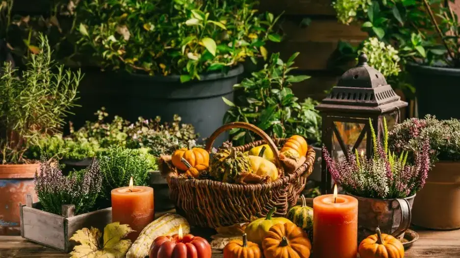 Vřesy, dýně a světlo svíčky Vřesy, dýně a světlo svíčky