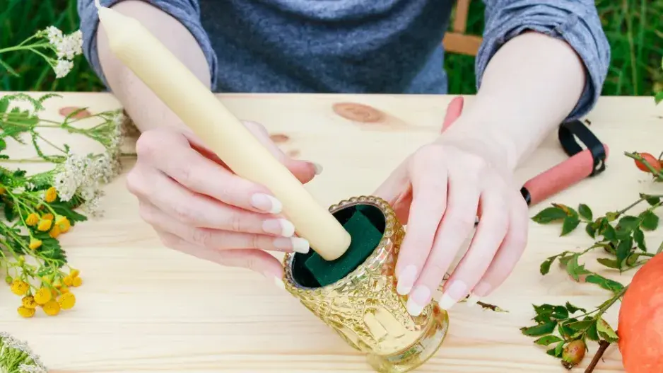 podzimní svícen DIY podzimní svícen DIY
