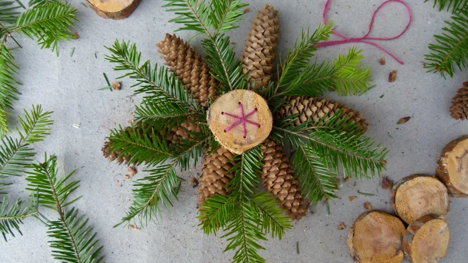 vánoční hvězda z šišek