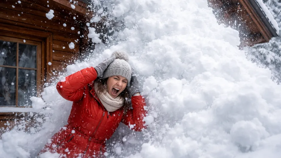 Pád sněhu ze střechy