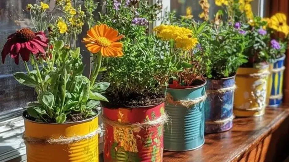 Květináče z plechovek 